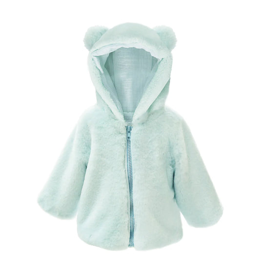 MON AMI BEAR FAUX FUR HOODED BABY