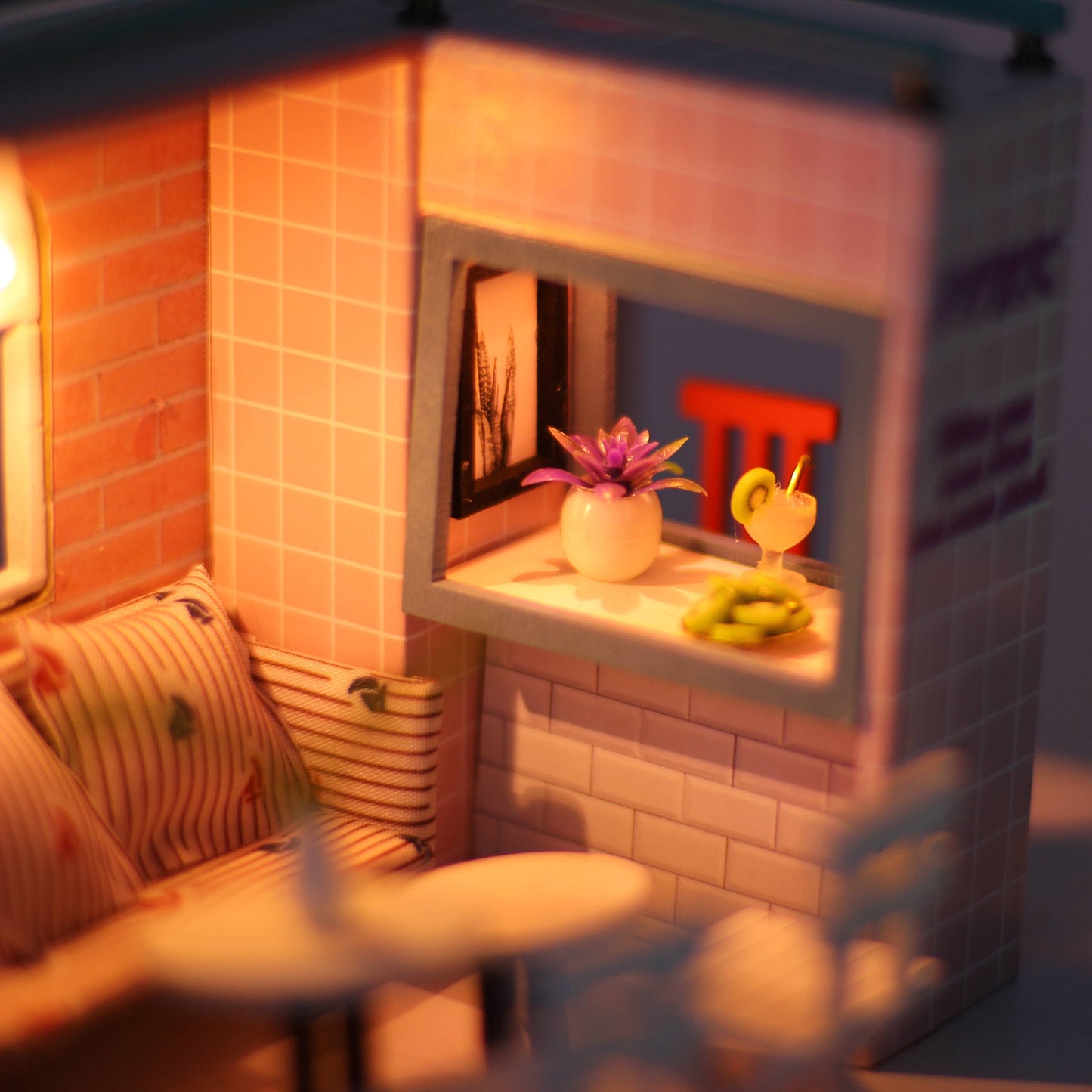 DIY Miniature House Kit: Pink Café