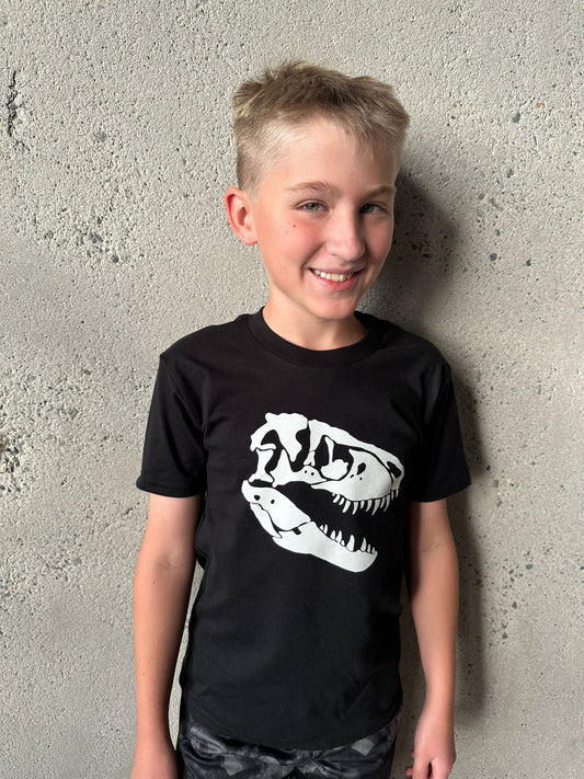 T Rex Skull Glow-in-the-dark - Black Organic Tee